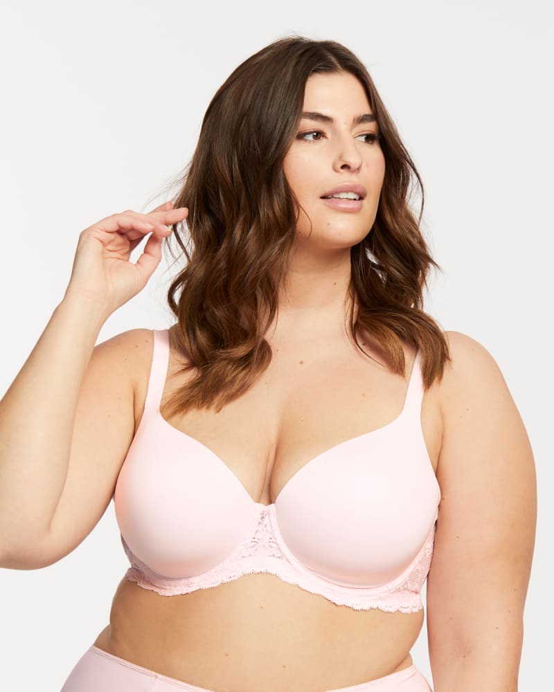 Front of a model wearing a size 32C Pure Full Coverage Cup Bra in Blush by Montelle. | dia_product_style_image_id:184867
